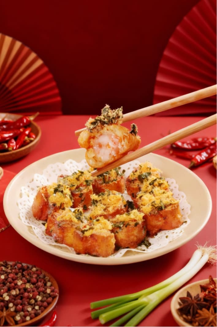 海苔肉松虾滑油条